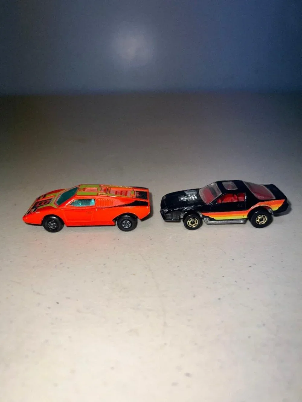 Matchbox Superfast Lamborghini Countach & Hot Wheels Blown Camaro